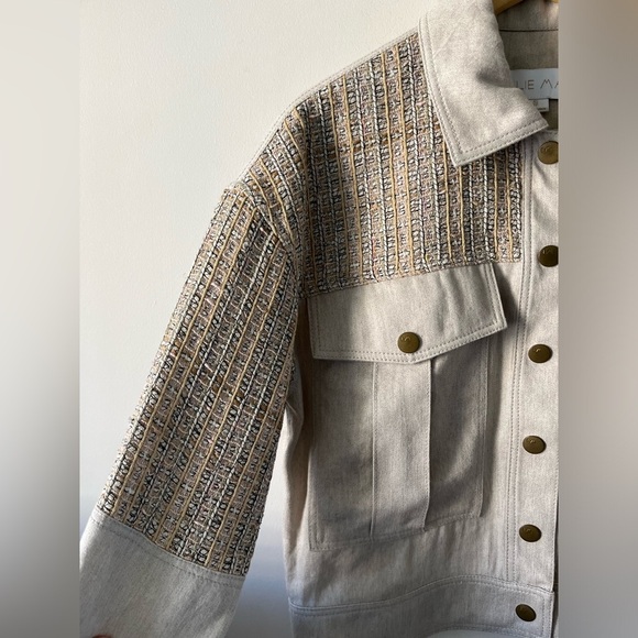 ELLIE MAE Kason Denim Jacket Silk/Linen Jacket Size XS - Picture 6 of 16